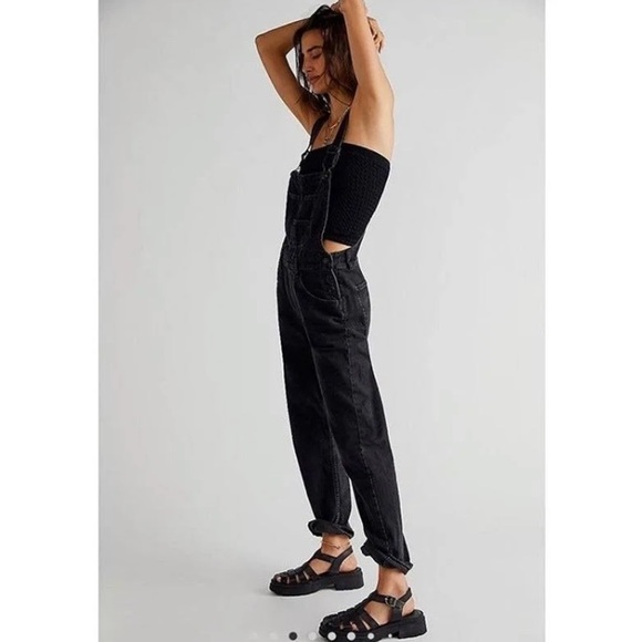 Free People We The Free Ziggy Denim Overalls Black - Picture 3 of 7